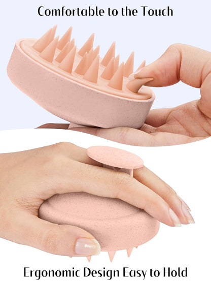 HEETA Scalp Massager Hair Growth, Soft Silicone Scalp Scrubber Shampoo Brush for Exfoliation, Dandruff Removal Head Massage Stress Relax, Wet & Dry Use for Thick Thin Curly Hair Care, Black