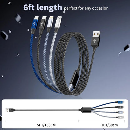 4 in 1 Multi Charging Cable, 5FT Charging Cords for Multiple Devices