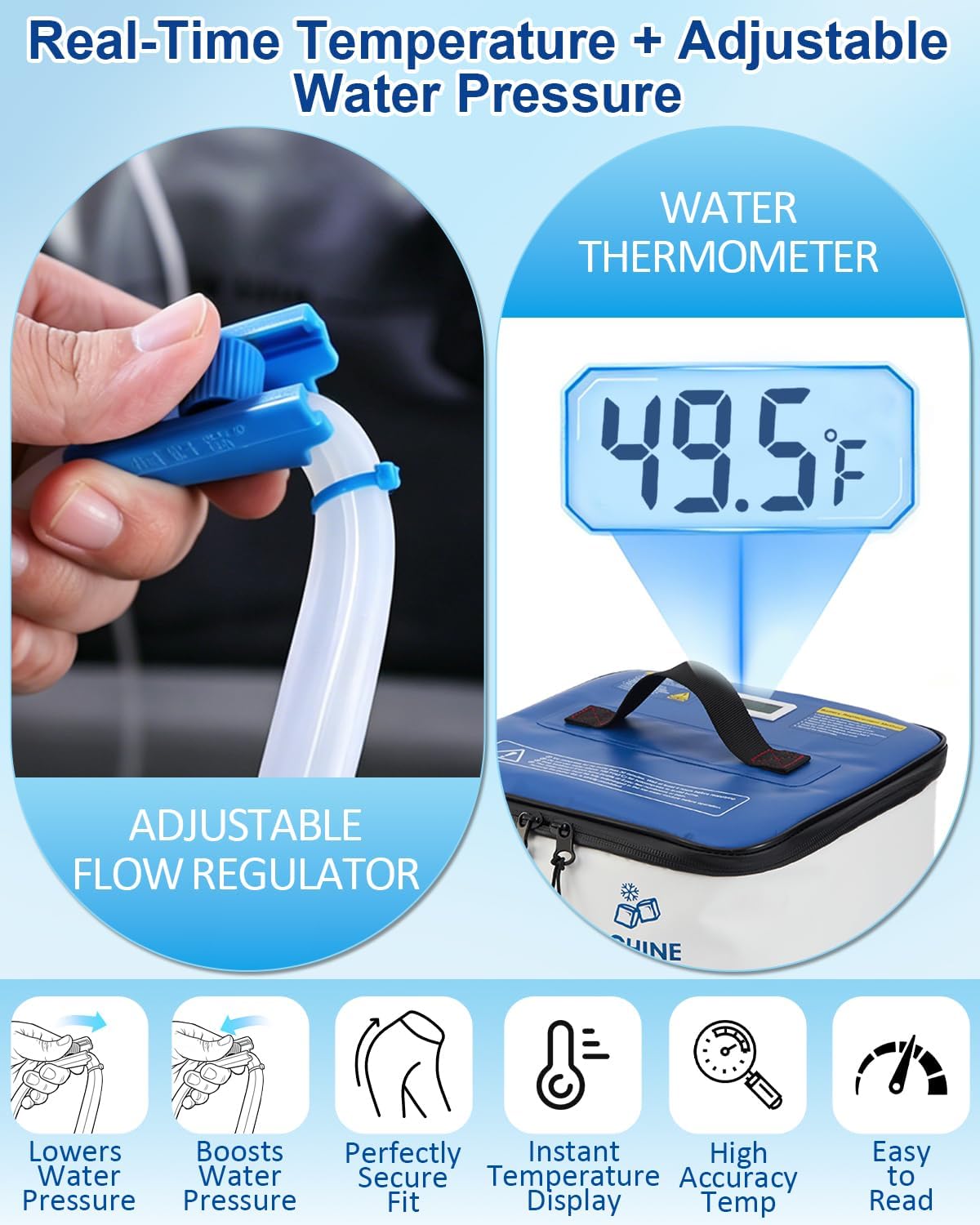Cold Therapy Machine for Elbow, Ice Machine for Tennis Elbow&Post-Surgery Recovery, Cryotherapy Device with Temp Display & 3 Flow Modes, Adjustable Elbow Wrap for Arthritis, Bursitis, Swelling Relief