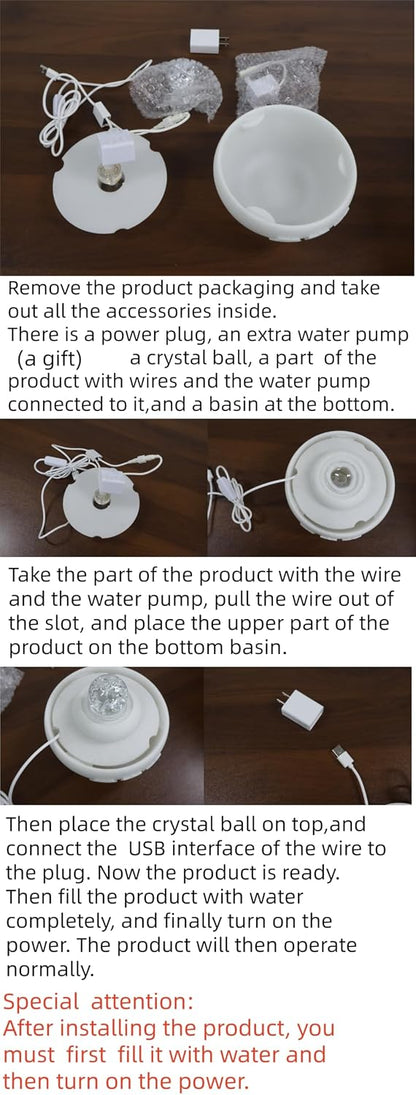 Tabletop Water Fountain - Desktop Waterfall Fountain Indoor Tabletop Humidifiers Home Decoration for Office, Living Room, or Bedroom