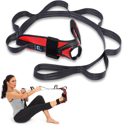 Foot and Calf Stretcher for Plantar Fasciitis, Achilles Tendonitis, Heel Spurs, Drop Foot. Yoga Stretching Strap for Leg, Thigh and Hamstring (Blue)