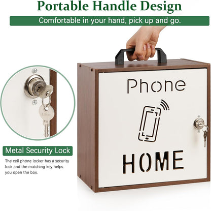 Wooden Phone Lock Box,Adjustable 33 Slots Cell Phone Holder Classroom