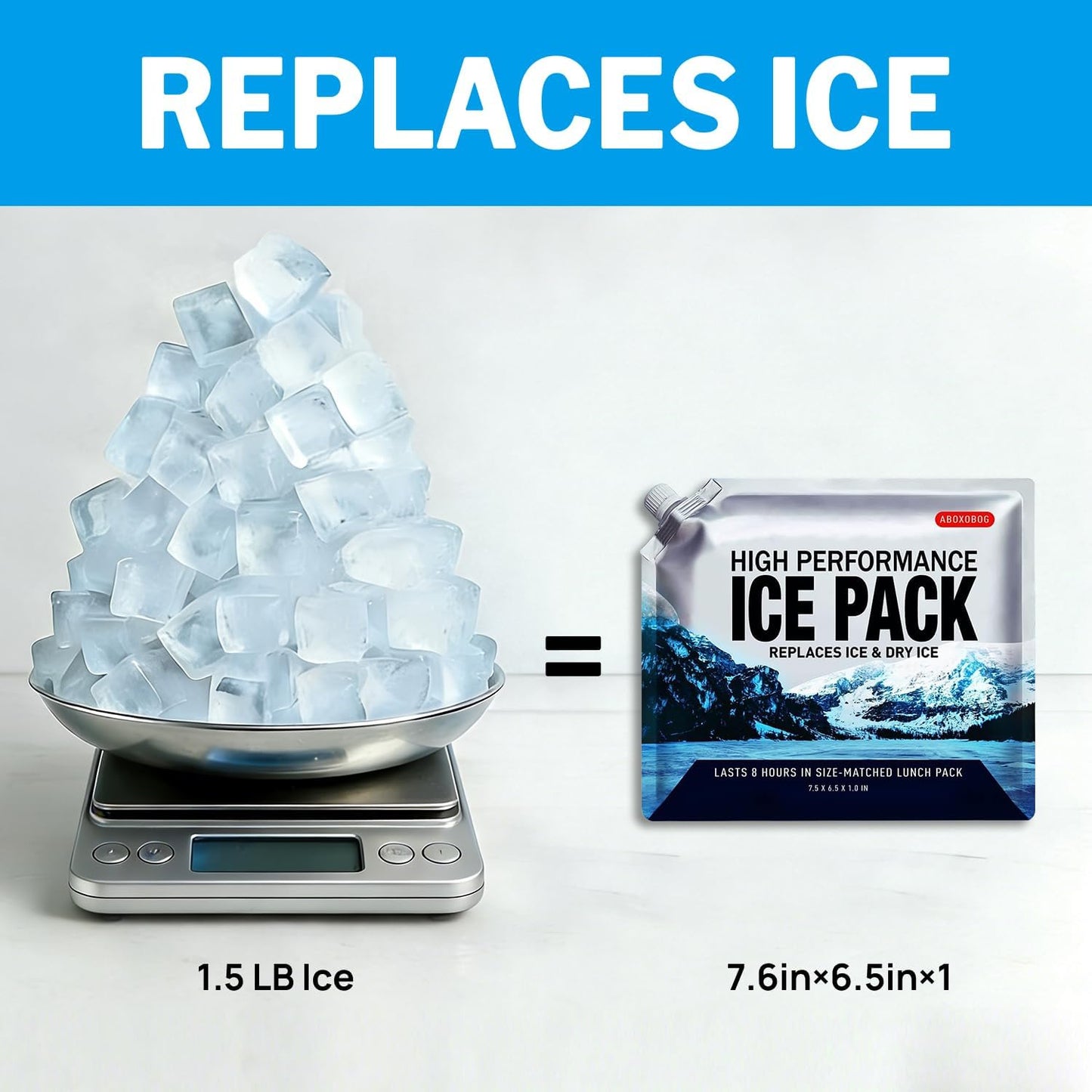 Reusable Ice Packs for Coolers Long Lasting Gel Freezer Packs for Lunch Bags Cooler Backpack Lunch Box, Keeps Food Cold Fresh (9.8"x9.8"x3P)