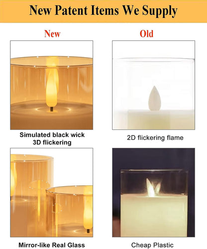 ANGELLOONG Flickering Flameless Candles, Realistic Battery Operated Candles with Remote and Timer, Set of 3 LED Candles for Fall Room Home Wedding Decor Centerpieces Table Party Christmas Decorations