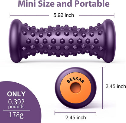 BESKAR Foot Massage Roller for Plantar Fasciitis Relief, Portable Reflexology Tool Pressure Point Massage Rollers, Deep Tissue Massages for Relieving Feet Arch Heel Pain, Myofascial Pain Syndrome