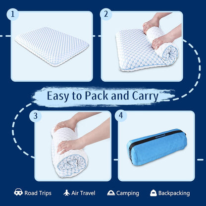 Thin Pillow for Sleeping, Cooling Gel Flat Pillow for Stomach and Back Sleepers, Ultra Slim Stomach Sleeping Pillows for Shoulder Neck Pain Relief, Low Profile Memory Foam Pillows 2.25-inches