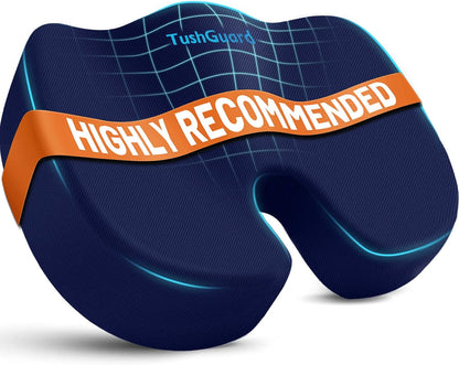 TushGuard Seat Cushion for Office Chair Memory Foam Non-Slip Cushion Back, Relief Chair Pad, Butt Pillow for Office Chair, Car, Computer Desk, Black