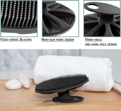 INNERNEED Soft Silicone Body Cleansing Brush Shower Scrubber, Gentle Exfoliating and Massage for All Kinds of Skin (Dark Green)