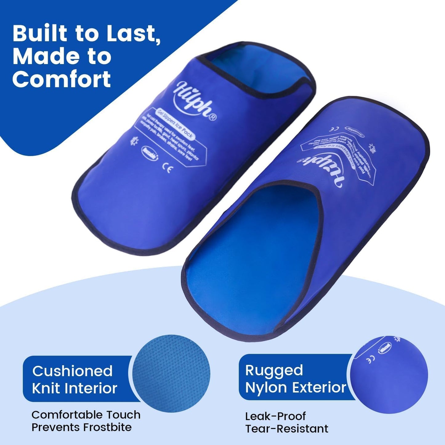 Hilph Foot Ice Pack Slippers,1 Pair Ice Pack for Foot and Toes for Plantar Fasciitis, Gout, Bunions & Neuropathy Relief, HSA or FSA Eligible Hot Cold Therapy Gel Slippers for Surgery Recovery, Blue