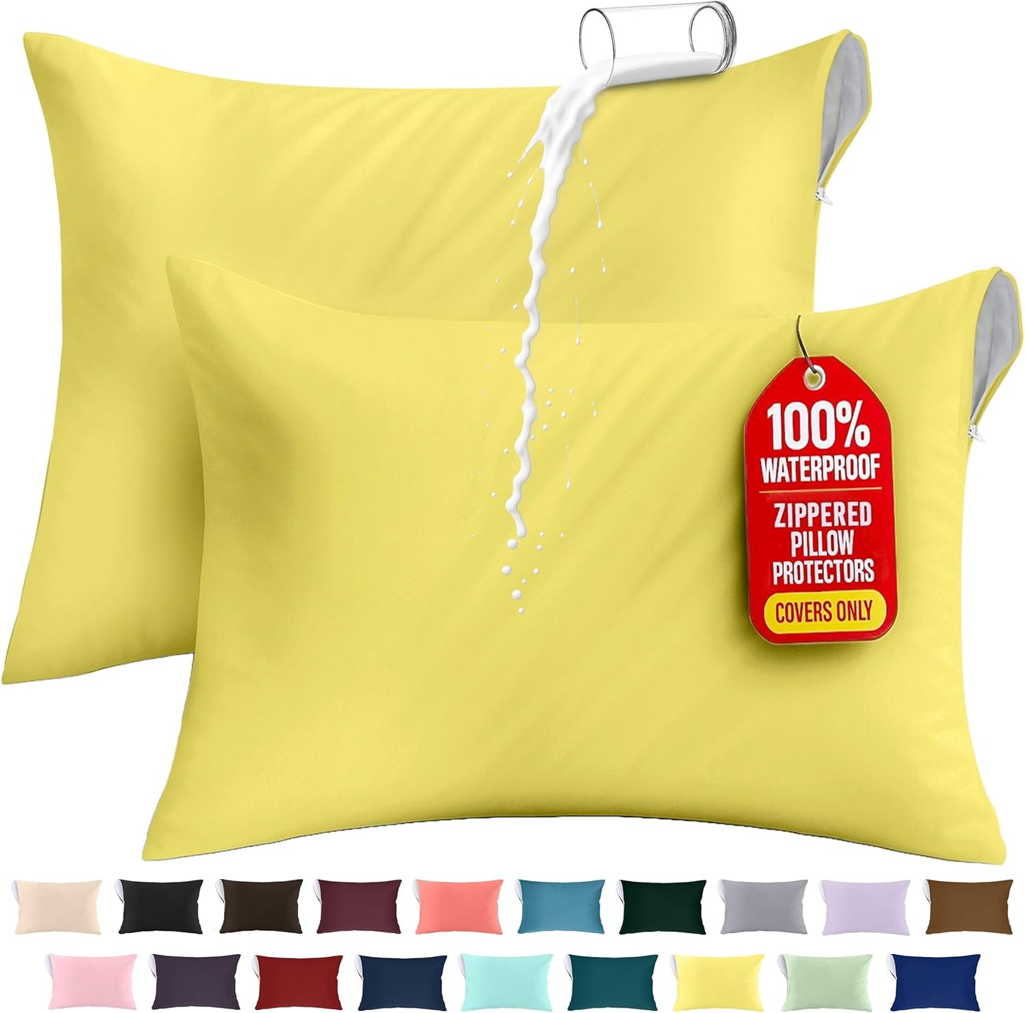 Utopia Bedding Premium 100% Waterproof Pillow Protectors with Zipper Standard Size (Set of 4), Bed Bug and Dust Mite Proof Zippered Pillow Covers, Pillow Encasement Cases, Gray