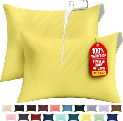 Utopia Bedding Premium 100% Waterproof Pillow Protectors with Zipper Standard Size (Set of 4), Bed Bug and Dust Mite Proof Zippered Pillow Covers, Pillow Encasement Cases, Gray