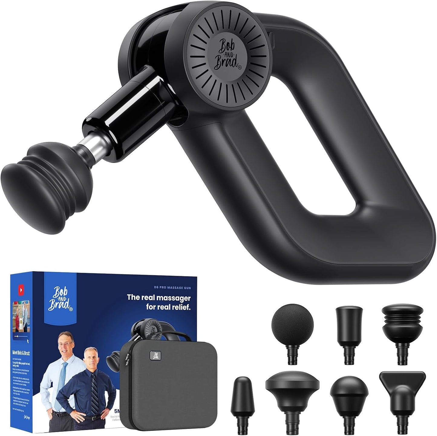 BOB AND BRAD D6 Pro Plus Massage Gun with Heat, Deep Tissue Percussion with 16mm Amplitude, Professional Muscle Massager Gun for Athletes, Quiet Electric Handheld Massager