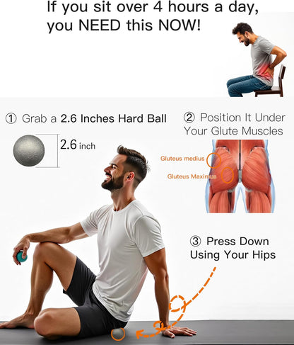 Hard Lacrosse Ball + Soft Peanut Massage Ball Set – Deep Tissue & Trigger Point Tool for Plantar Fasciitis Relief, QL, Iliacus, Glutes, Neck, Hamstrings, Hip Flexors & Myofascial Release