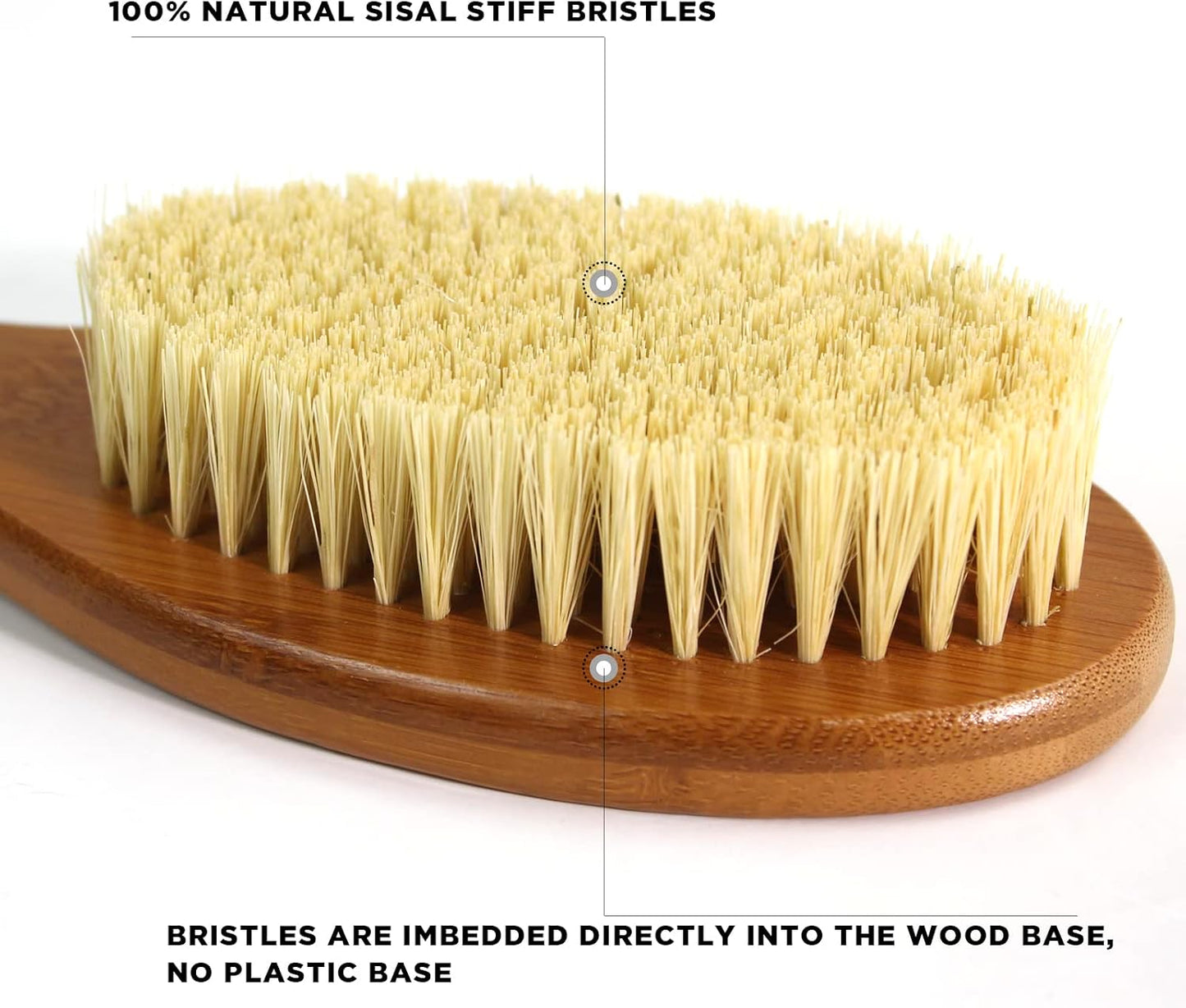 ICANdOIT-17.71Inch Natural Boar Bristles Anti-Slip Long Handle Bath Brush,Bent Handle Shower Scrubber for Exfoliating,Shower Back Brush,Exfoliation Set with Pumice Stone (1 Pack)