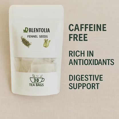 Blentolia Fennel Seed Tea Bags – 30 Count – Herbal Tea for Digestion, Bloating & Wellness – Caffeine-Free & Naturally Soothing
