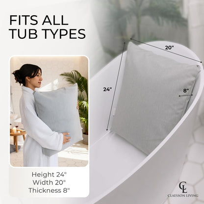 Luxury Bath Pillow for Tub - Thick and Comfortable Bathtub Pillow Support for Head and Neck and Back - Washable Quick-Drying Bath Pillows - Bath Cushion for Home Spa - Fits Any Bathtub - Light Gray