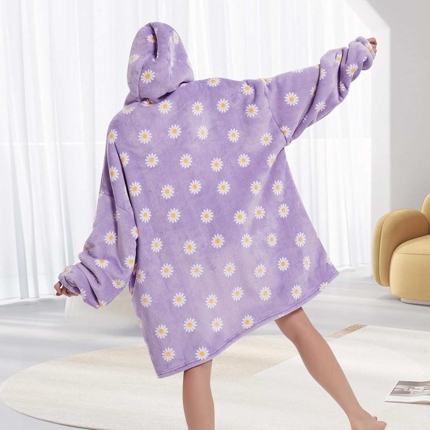 Fiosnow Sun and Moon Blanket Hoodies for Women and Men Adult Oversize Wearable Blanket Hoodies for Soft and Warm