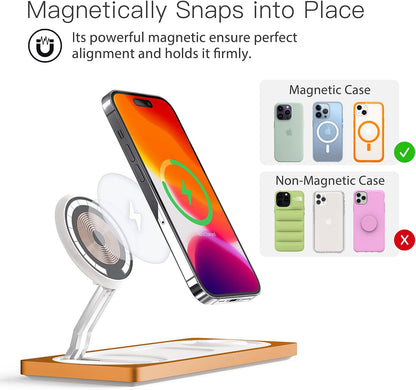 PETINO 3 in 1 Wireless Charging Station for Apple Devices with MagSafe
