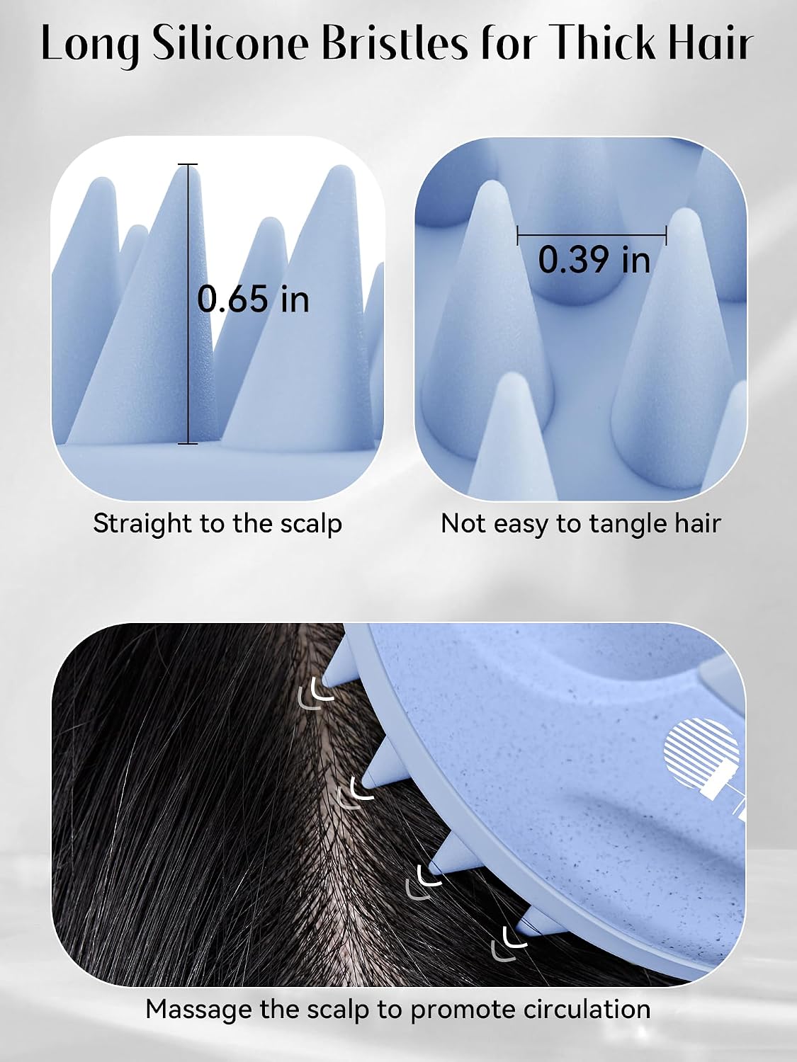 HEETA Scalp Massager with Soft Silicone Bristles for Hair Growth, Dandruff Removal, and Scalp Relaxation - Shampoo Brush for Wet or Dry Hair (Green & Purple)