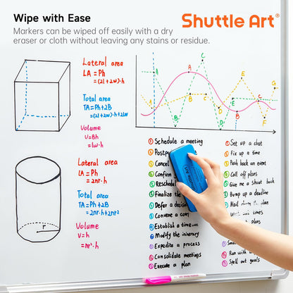 Shuttle Art Magnetic Whiteboard Markers, 20 Pieces Fine Tip and Eraser, Dry Erase Whiteboard Markers, for Writing on Whiteboards, Weekly Planner, Glass for School Office Home