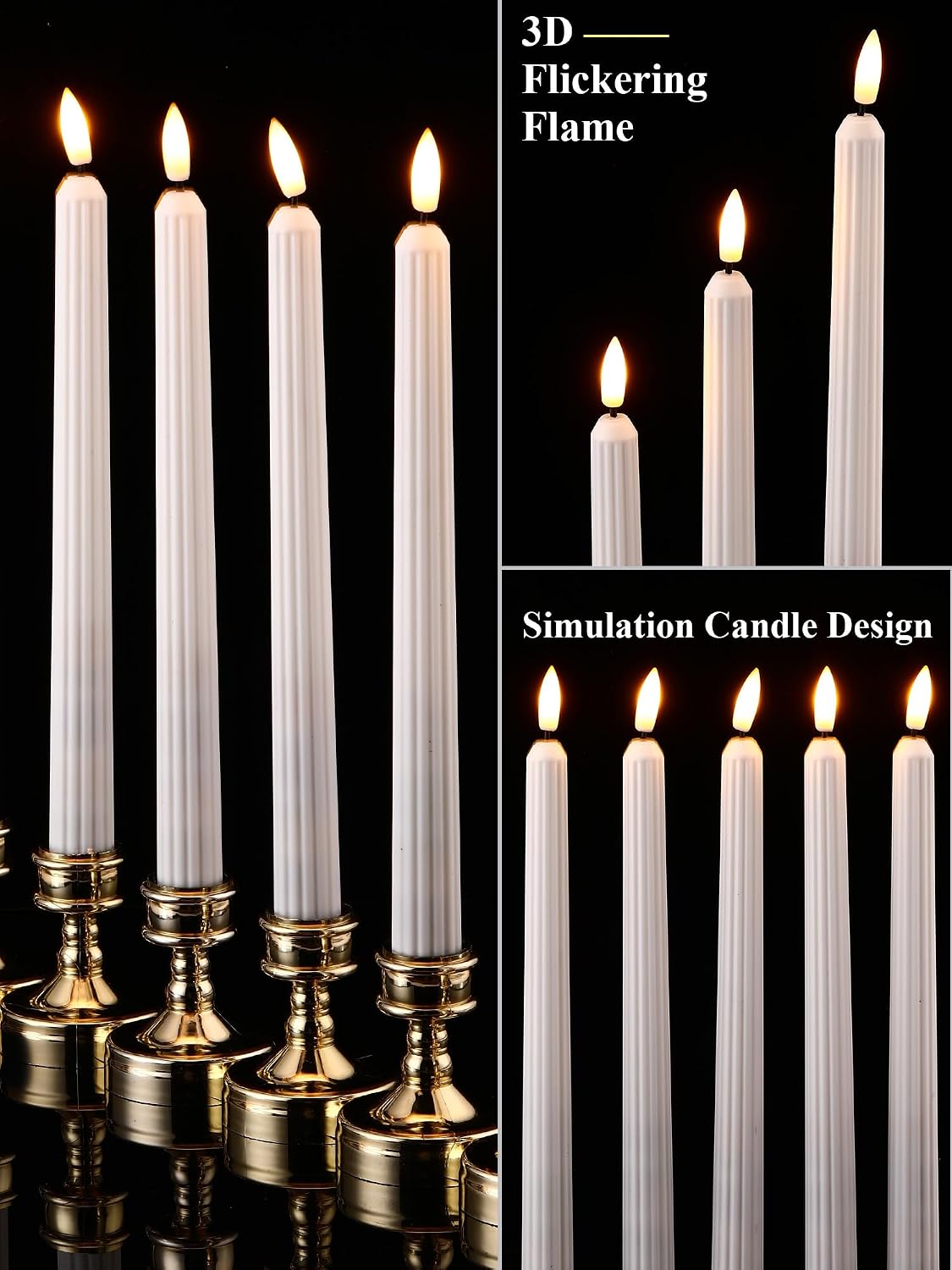 Treela 72 Pcs Flameless LED Taper Candles Battery Operated Candles Bulk 11 Inch Flickering Fake Candlesticks with Warm Light for Valentines Day Church Wedding Party Battery Not Included(Classic,Ivory)