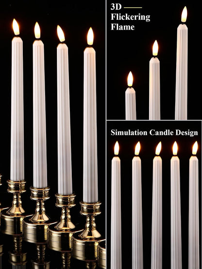Treela 24 Pcs Flameless Taper Candles Battery Operated Bulk Fake Candles Light LED Candle Sticks Flickering Tapered for Easter Wedding Anniversary Decoration(Basic,11 Inch,Ivory)