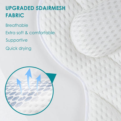 Bath Pillow for Tub,Luxury Bath Pillow for Back,Bathtub Pillow | Bathtub Pillow is Made of Soft 5D Mesh Fabric, Anti Slip Suction Cups, Spa Gifts, Neck And Back Support (Regular Version)