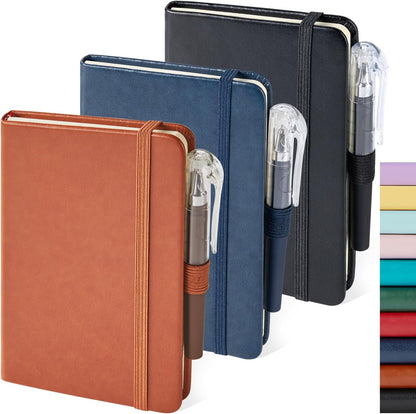 NIRMIRO (3 Pack) Pocket Notebook Small Journal with Pen, 3.7" x 5.7", A6 Mini Notebook for Women Men Work Writing, Hardcover Small Pocket Notepad with 100Gsm Premium Thick Lined Paper, Black Leather