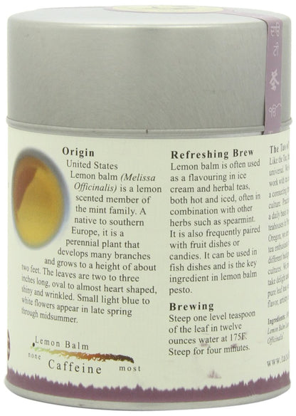 The Tao of Tea, Lemon Balm Herbal Tea, Loose Leaf, 2.0 Ounce Tin