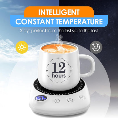 Coffee Mug Warmer - Fastest Heating & Highest Temperature, Coffee Cup Warmer for Desk Auto Shut Off, 4 Temp Settings & 1-12H Timer, Smart Electric Beverage Warmer for Coffee, Tea (Blue)