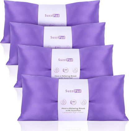 SuzziPad Lavender Eye Pillows for Relaxation with Aromatherapy, Weighted Mask for Sleeping, Hot & Cold Therapy Compress for Dry Eyes, Yoga Meditation Pillow, Purple, 4 Packs