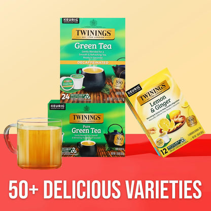 Twinings Decaffeinated Green Tea K-Cup Pods for Keurig, 24 Count (Pack of 1), Smooth Flavour, Enticing Aroma, Enjoy Hot or Iced