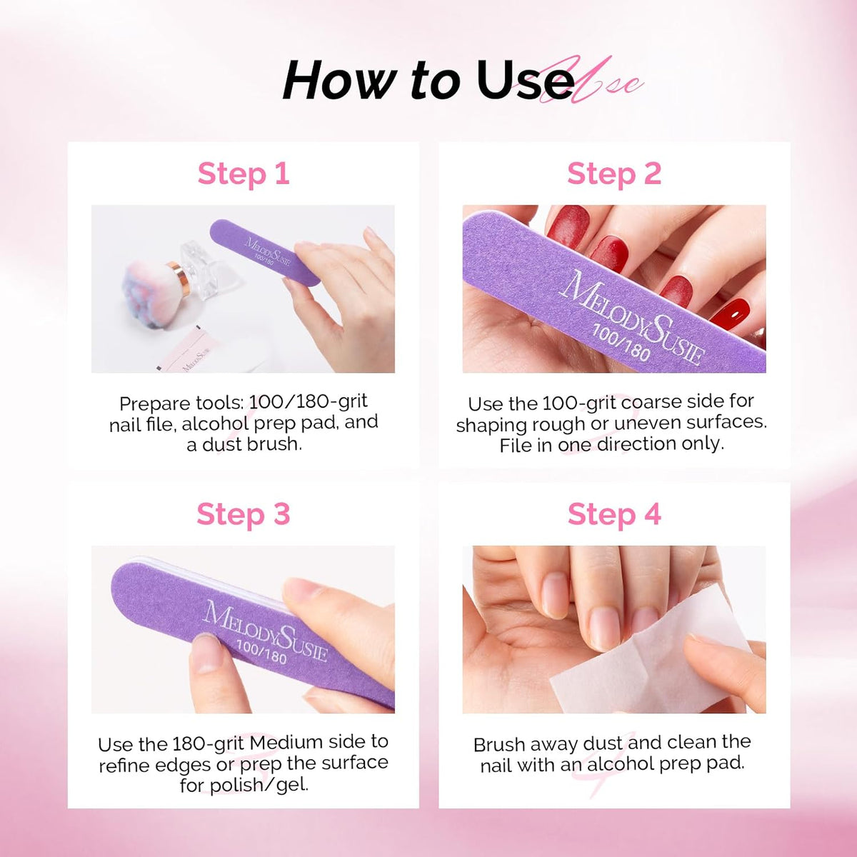 MelodySusie 16Pcs Professional Nail Buffer Kit,Nail Files and Buffers,Nail Buffer Block,Nail Brush, Nail File Buffers Kit for Natural Nails,DIY,Home Use,Salon（100/180 Grit）