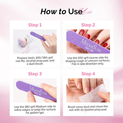MelodySusie 16Pcs Professional Nail Buffer Kit,Nail Files and Buffers,Nail Buffer Block,Nail Brush, Nail File Buffers Kit for Natural Nails,DIY,Home Use,Salon（100/180 Grit）