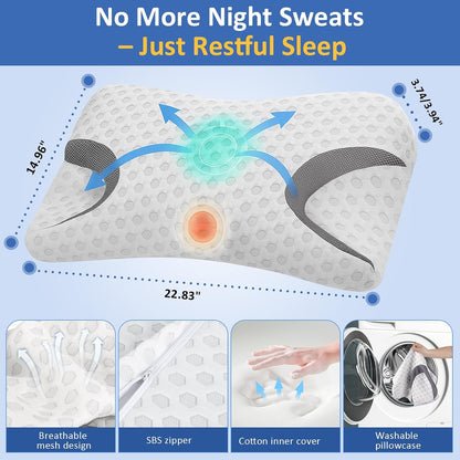 IKSTAR Cooling CPAP Pillow for Side Sleepers - Sleep Apnea Pillow for CPAP User - Reduce Air Leak/Hose Tangle/Mask Pressure - Memory Foam Neck Support Nasal Pillows Side/Back/Stomach Sleeper