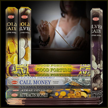 Hem Incense Sticks Variety Pack #23-120 Insence-Sticks (6 Incents x 20 Insense) + Incense Stick Holder with 6 Most Liked Scents Including Patchouli Dragons Blood White Sage Frankincense-Myrrh