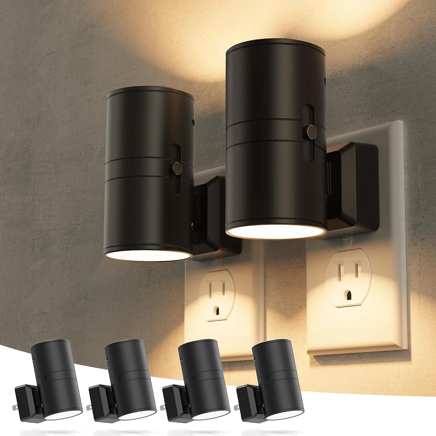Briignite Night Lights Plug into Wall, Modern LED Night Light Plug in, Dusk to Dawn Sensor,Amber Night Light 0-100LM Adjustable Brightness, Dimmable NightLight for Hallway, Bedroom, Stairway, 2 Pack