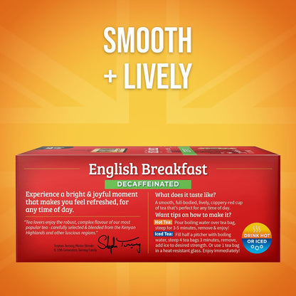 Twinings Decaffeinated English Breakfast Black Tea Individually Wrapped Bags, 100 Count (Pack of 1), Smooth, Flavourful Black Tea, Enjoy Hot or Iced, 100 Teabags