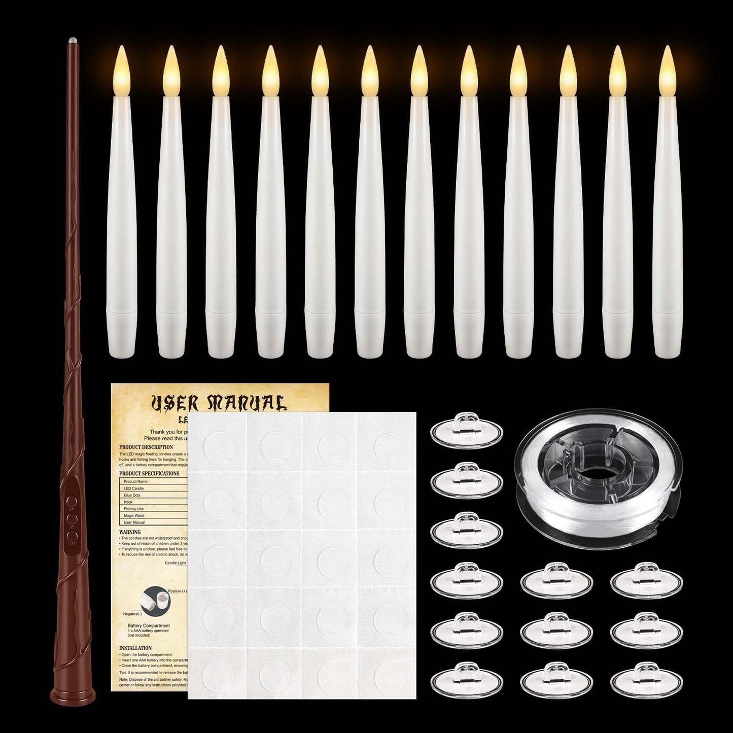 24 Pcs LED Flameless Candles with Remote, 3D Flickering Flame & LED String Lights, Acrylic Clear Cylinder, Timer Function, Romantic Ambience for Home Decor, Party, Wedding (Ivory).