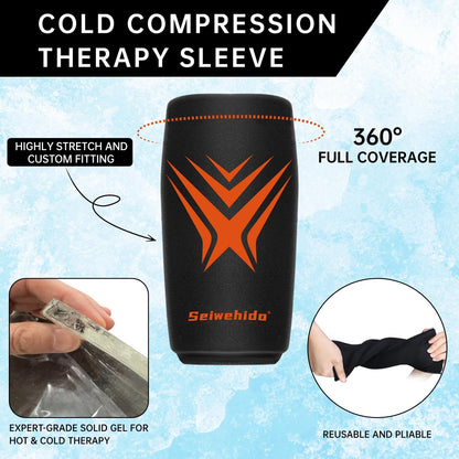Extended Leg Knee Ice Pack Wrap for Injuries Compression, Reusable Gift Soft Gel Freeze Knees Brace for Swelling, Replacement Surgery, Cold Compress Therapy for Arthritis, Meniscus Tear and ACL