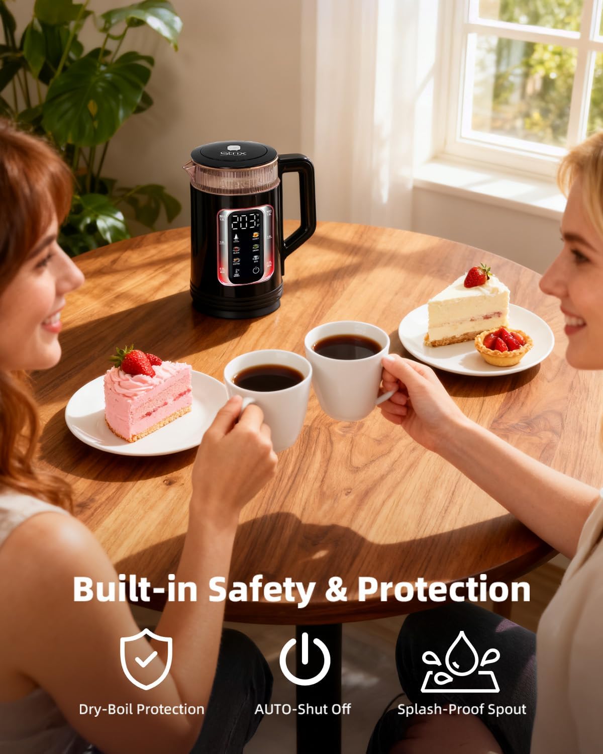 Electric Kettle with Temperature Control, Smart Glass Water Boiler for Tea, Coffee & Boiling, Automatic Shut-Off, 12-Hour Keep Warm & 6 Presets with One-Touch