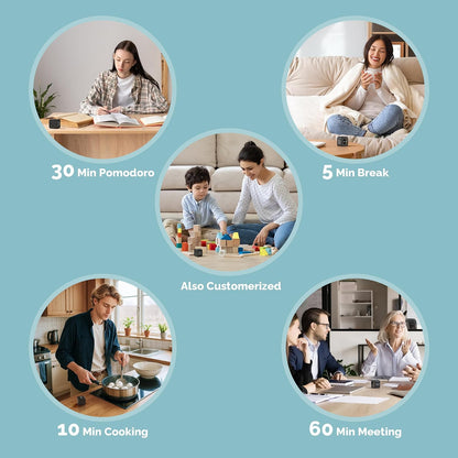 KADAMS Pomodoro Timer – Visual Cube with 5/10/30/60 Min Presets, LED Countdown Ring & Count Up Mode, Silent Flip Productivity Timer for Study, Classroom, Office, Cooking