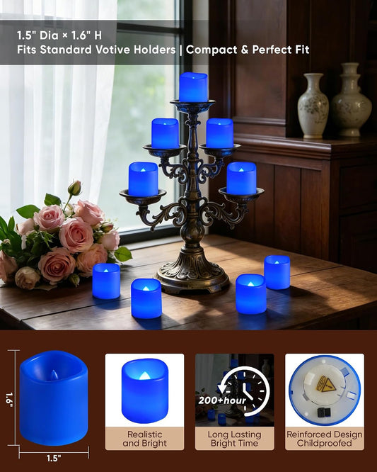 Homemory 24Pack Flickering Flameless Votive Candles for Wedding Decoration, 200+Hour Warm White Battery Operated LED Tealight, Electric Fake Candles for Party, Receptions, Halloween, Christmas