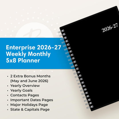 Blue Sky 2026-2027 Weekly and Monthly Academic Year Planner Calendar, July 2026 - June 2027, 8.5" x 11", Flexible Cover, Wirebound, Laminated Tabs, Enterprise