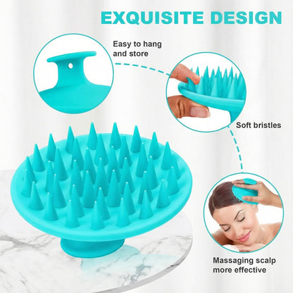 Meartchy Silicone Scalp Massager Shampoo Brush, Scalp Brush for Hair Growth & Dandruff Removal, Hair Scrubber Scalp Stimulator Exfoliator Brush with Soft Bristles for Wet Dry Scalp Care (Black)