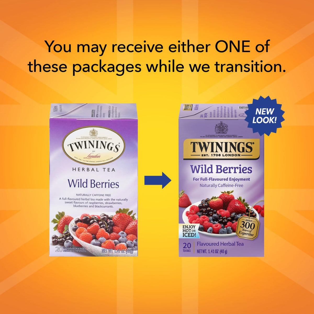 Twinings Wild Berries Herbal Tea 2-Pack, 20 Count Ea