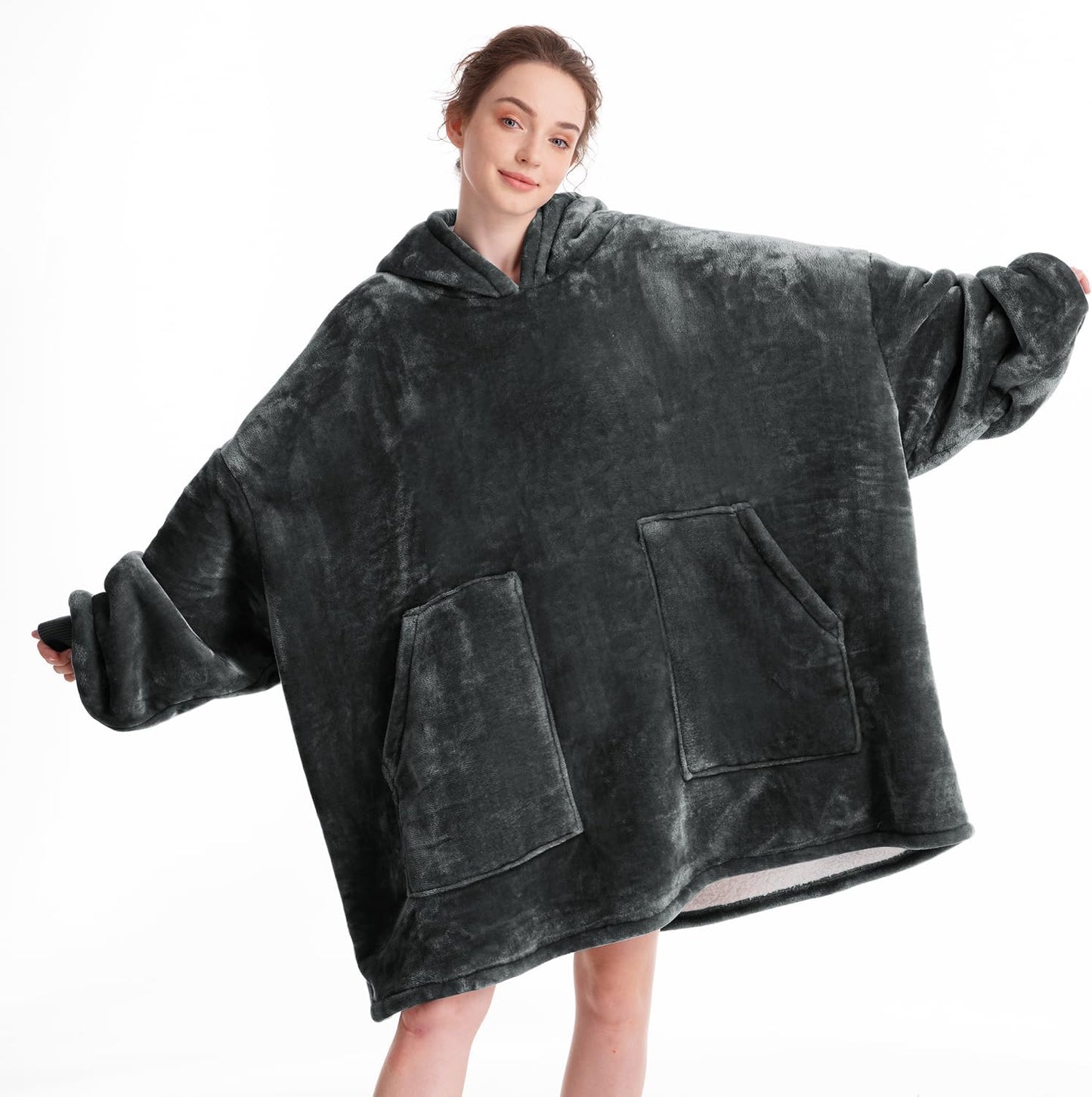 Aemicion Strawberry Blanket Hoodie,Oversized Sherpa Wearable Hooded Blanket,Warm Cozy Sweatshirt Gifts for Women Girls Adult