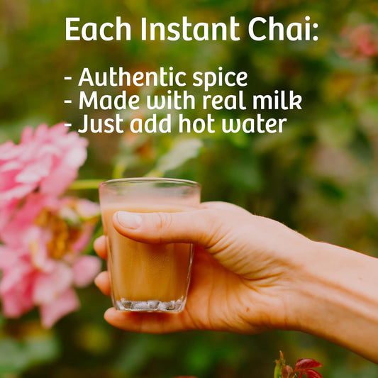 Tea India Chai Moments Cardamom Chai Tea Instant Latte Mix Flavorful Blend Of Premium Black Tea, Cardamom & Natural Ingredients Traditional Indian Tea Individually wrapped 10 Sachets Pack of 6