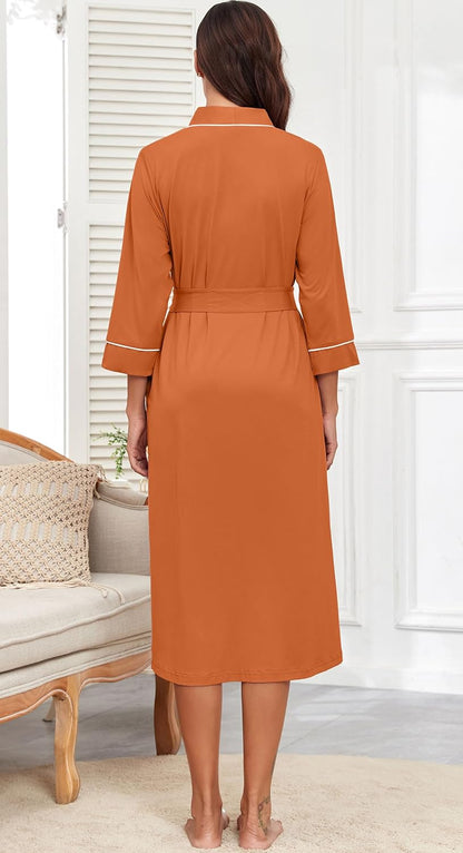 PrinStory Robes for Women 3/4 Sleeve Long Bath Robe XS-4XL