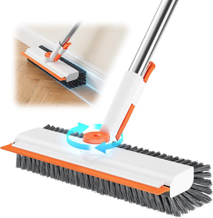 3 in 1 Floor Scrub Brush with Long Handle, Multi-Angle Swivel Head